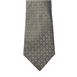 Joseph & Feiss International 100% Silk Tie 4” Beige And Baby Blue Geometric